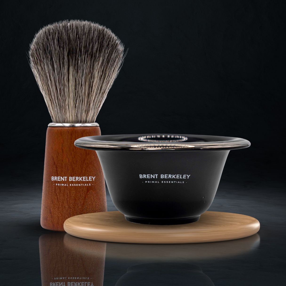 The Brent Berkeley Lather Set - Pegleg Shaving Brush + Porcelain Black Bowl