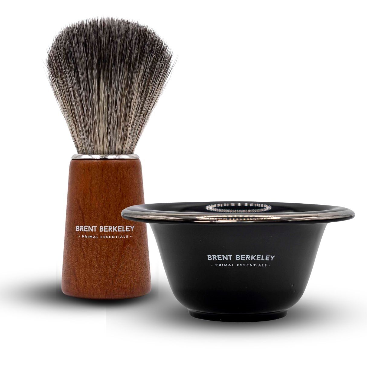 The Brent Berkeley Lather Set - Pegleg Shaving Brush + Porcelain Black Bowl
