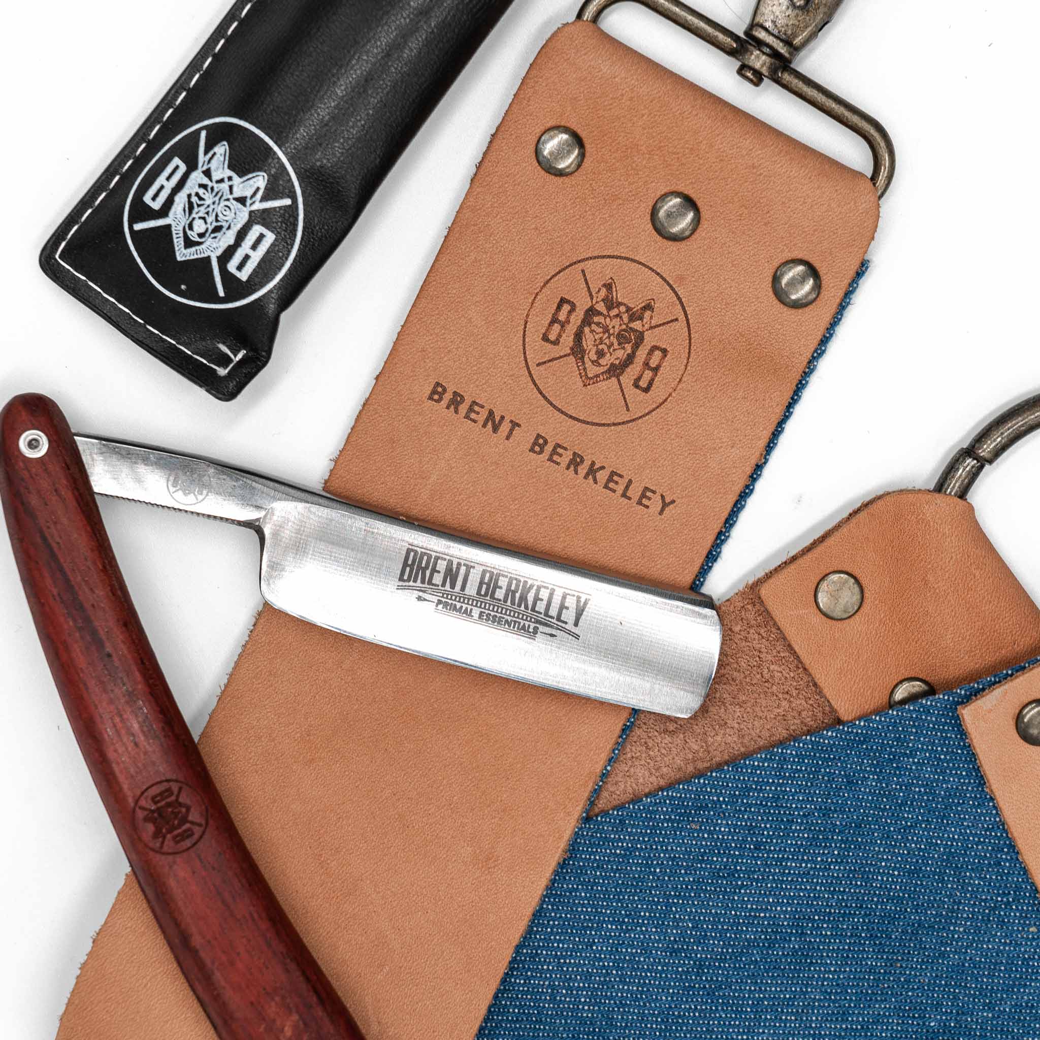 Brent Berkeley leather stropping belt - straight razor sharpening strop from cowhide