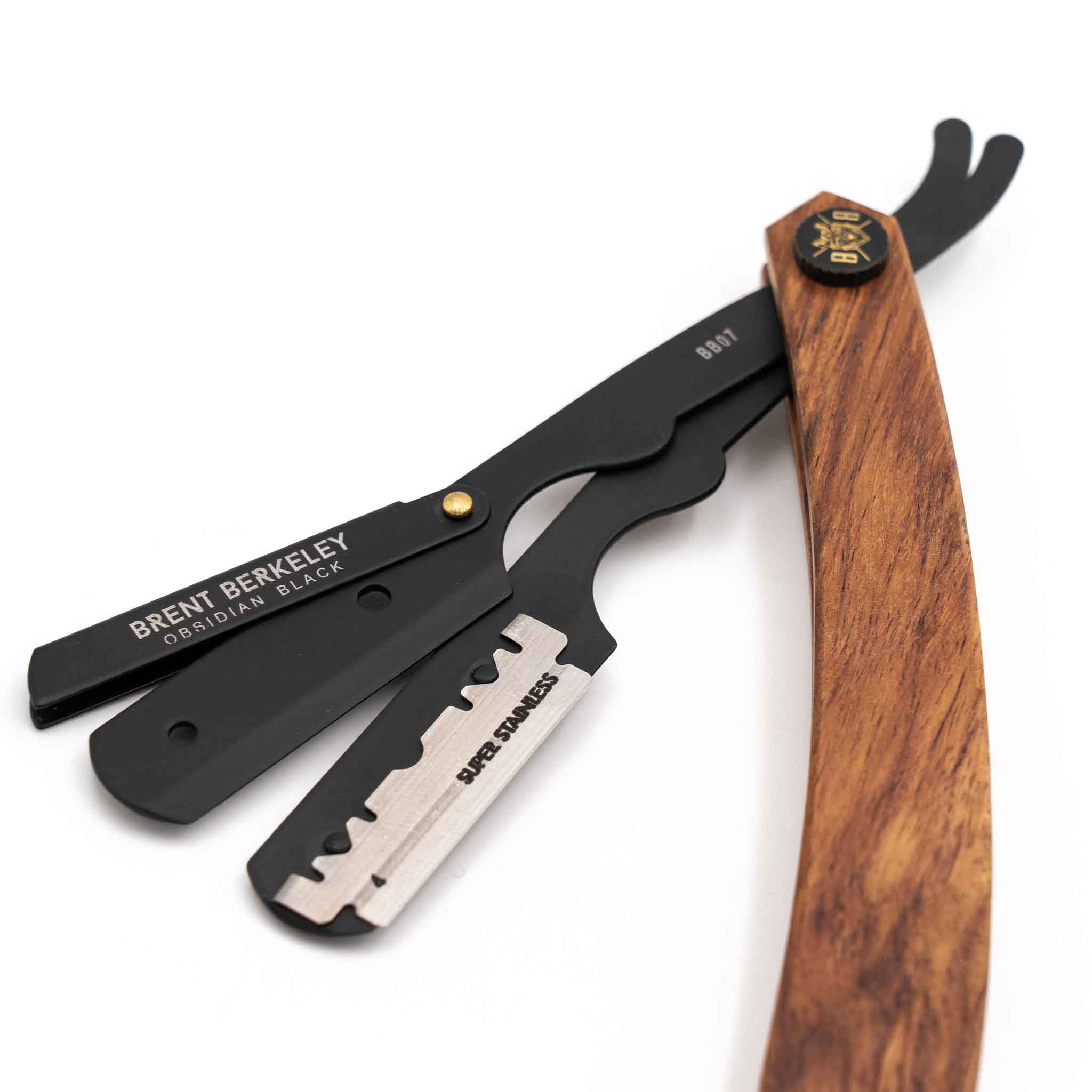 Brent Berkeley shavette obsidian black open razor